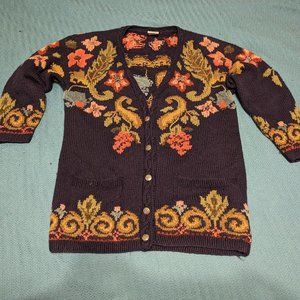 Vintage Laura Ashley floral cardigan sweater, 88% wool blend